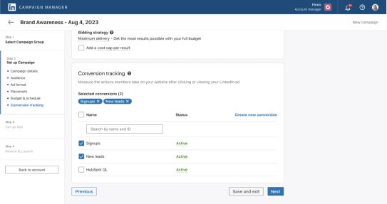 tab representing campaign manager