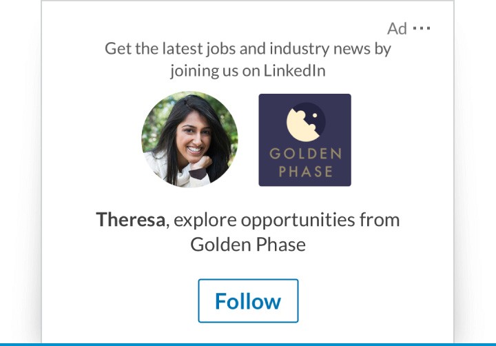 Screenshot of a Dynamic Ads with CTA: Follow