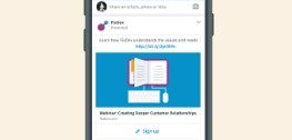 An illustration of a mobile device with the LinkedIn app opened and showing a lead-gen form.