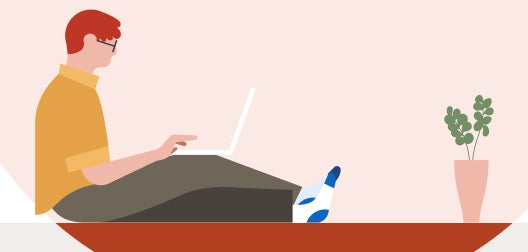 illustration of a person using a laptop on a couch