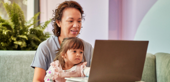 illustration of a person browsing on-line at home