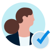 Icon of person with check mark icon