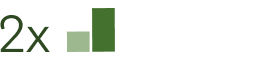 Illustration of 2x with a vertical bar graph on the side.