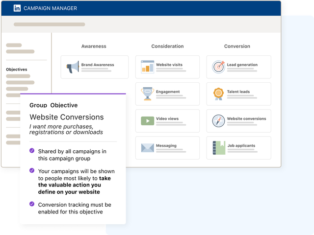 LinkedIn UI image representing measuring and optimizing your campaign