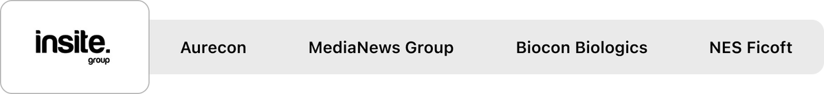 Insite. group, Aurecon, MediaNews Group, Biocon Biologics, and NES Ficoft
