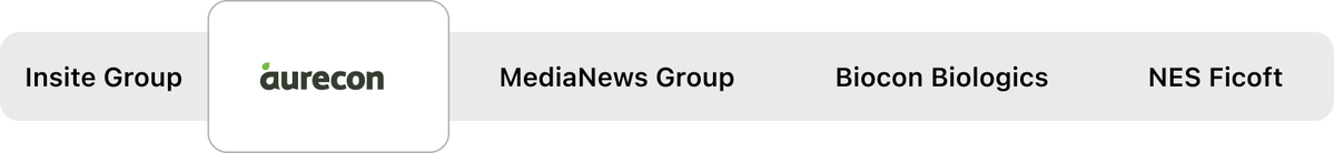 Insite. group, Aurecon, MediaNews Group, Biocon Biologics, and NES Ficoft