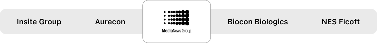 Insite. group, Aurecon, MediaNews Group, Biocon Biologics, and NES Ficoft