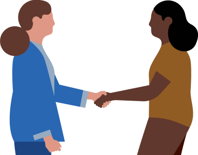 Icono de responsables de las decisiones dándose la mano