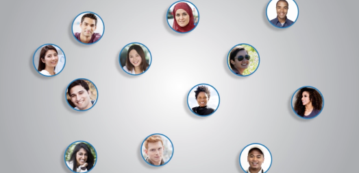 Illustration of many profile pictures of individuals.