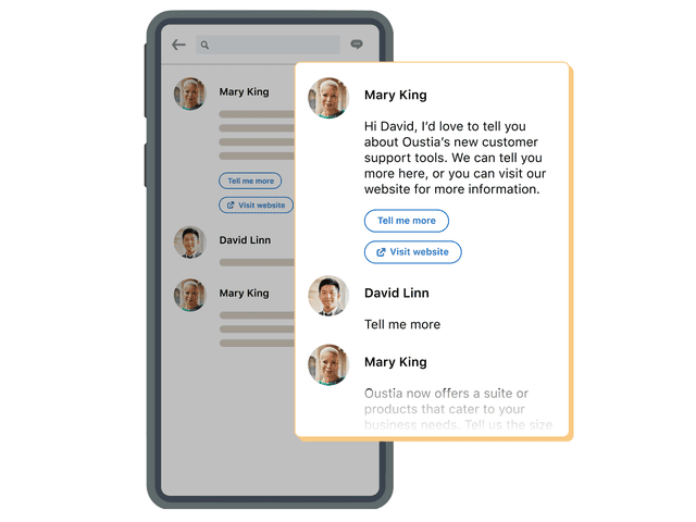 Mobile chat interface with customer support