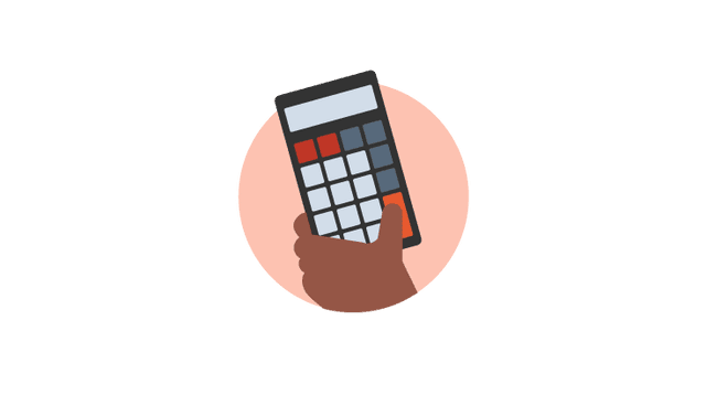 Hand holding a simple calculator