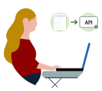 Illustration of an individual pointing to an API.