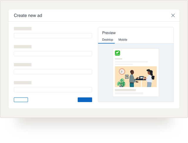 An illustration of the interface for creating a new ad.