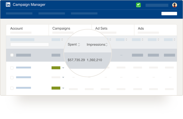 An illustration of the LinkedIn Campaign Manager interface.