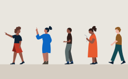 Ilustração de pessoas em uma fila