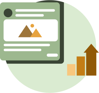 icon of a browser window and an upward trending bar graph