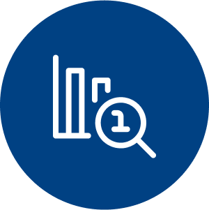 icon of a magnifing glass examing a graph